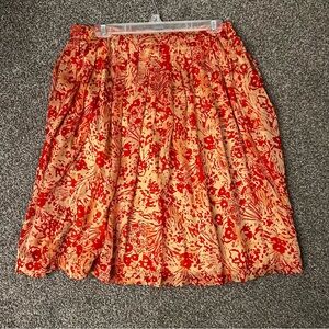 Calvin Klein Red and Cream A-Line Skirt